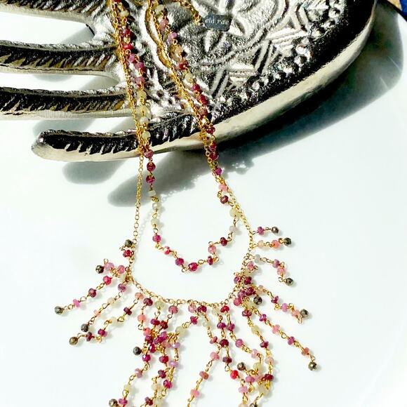 NEW Anthropologie x Ela Rae Freda 2 Layer Ruby Necklace - Picture 9 of 16